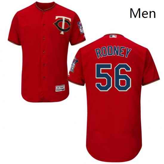 Mens Majestic Minnesota Twins 56 Fernando Rodney Scarlet Alternate Flex Base Authentic Collection MLB Jersey